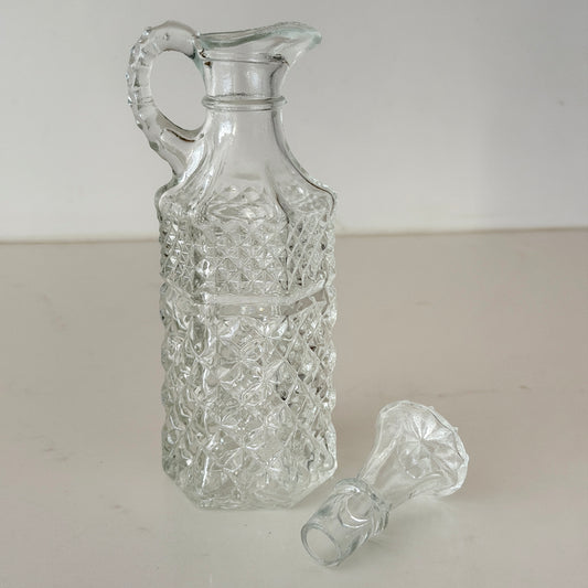 Vintage Anchor Hocking Pressed Glass Corked Cruet