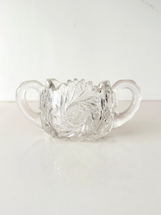 Antique Crystal Sugar Bowl and Creamer Set