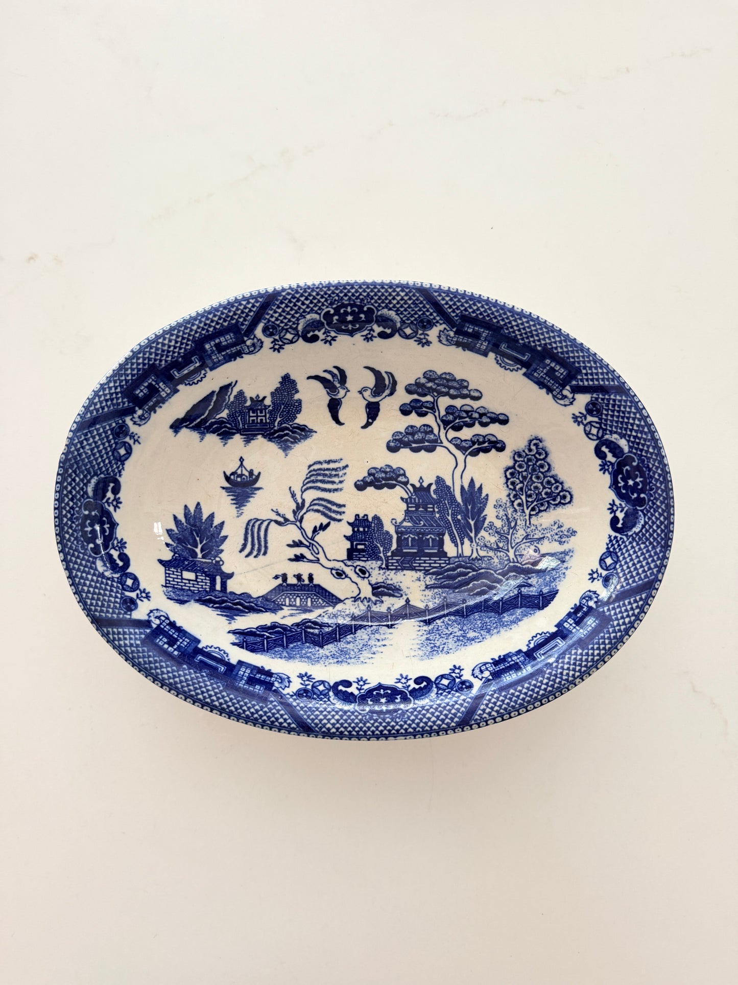 Vintage Blue Willow Serving Platter
