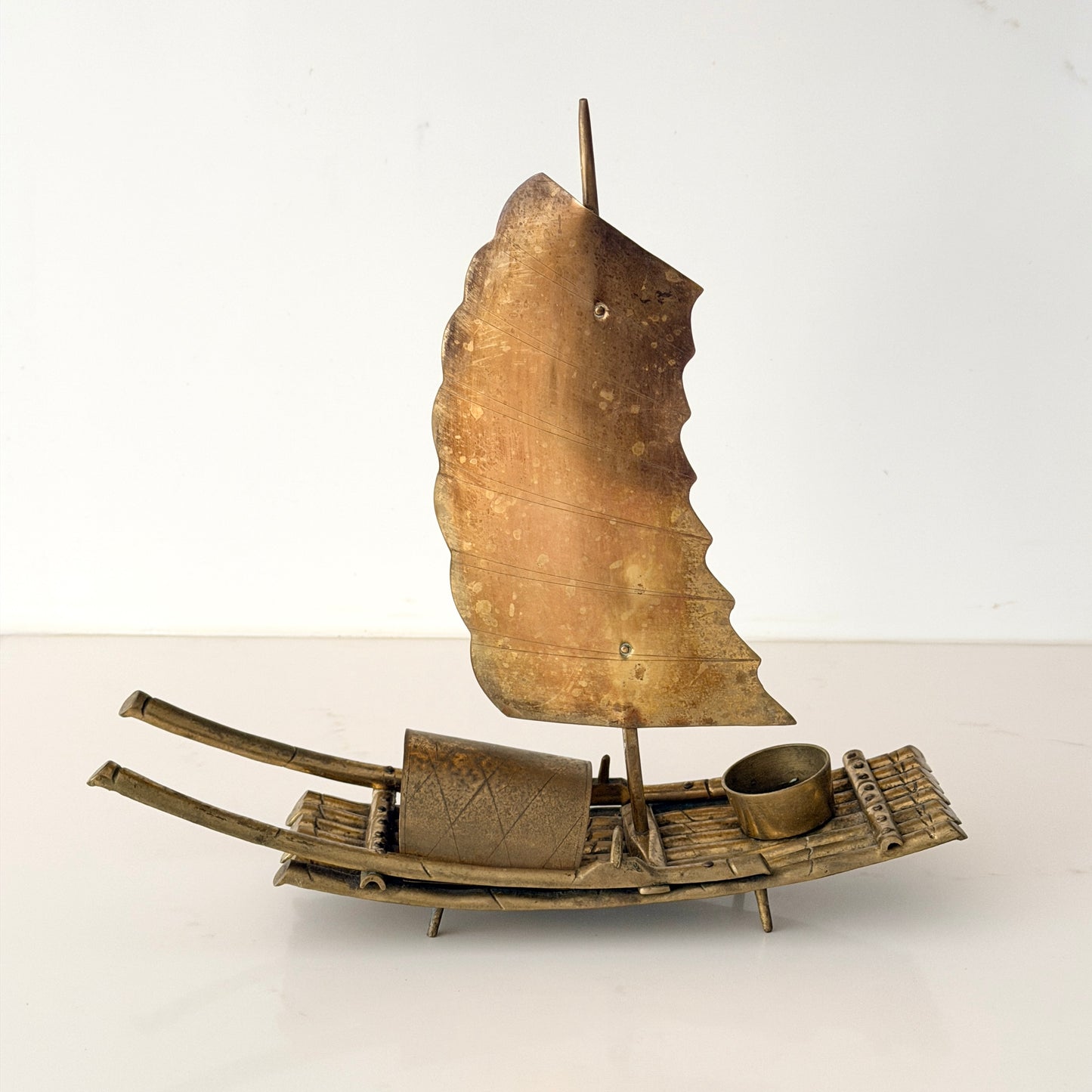 Vintage Brass Chinese Sailboat