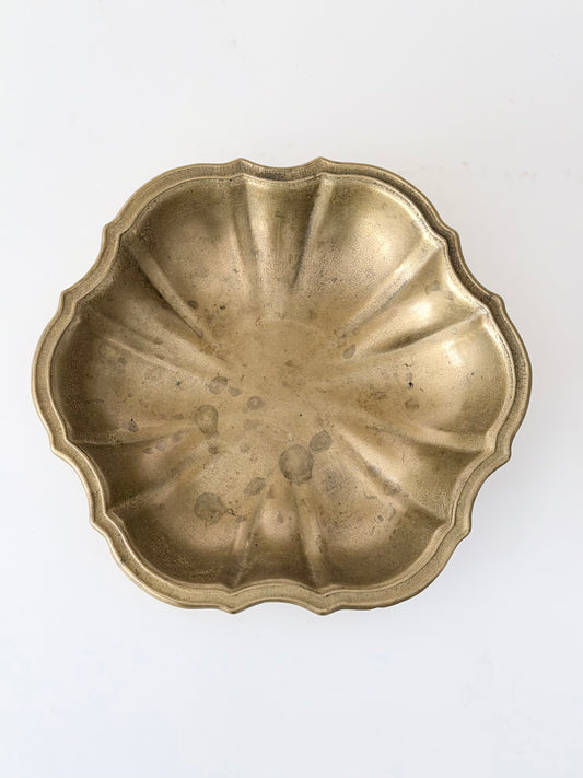 Vintage Brass Scalloped Bowl