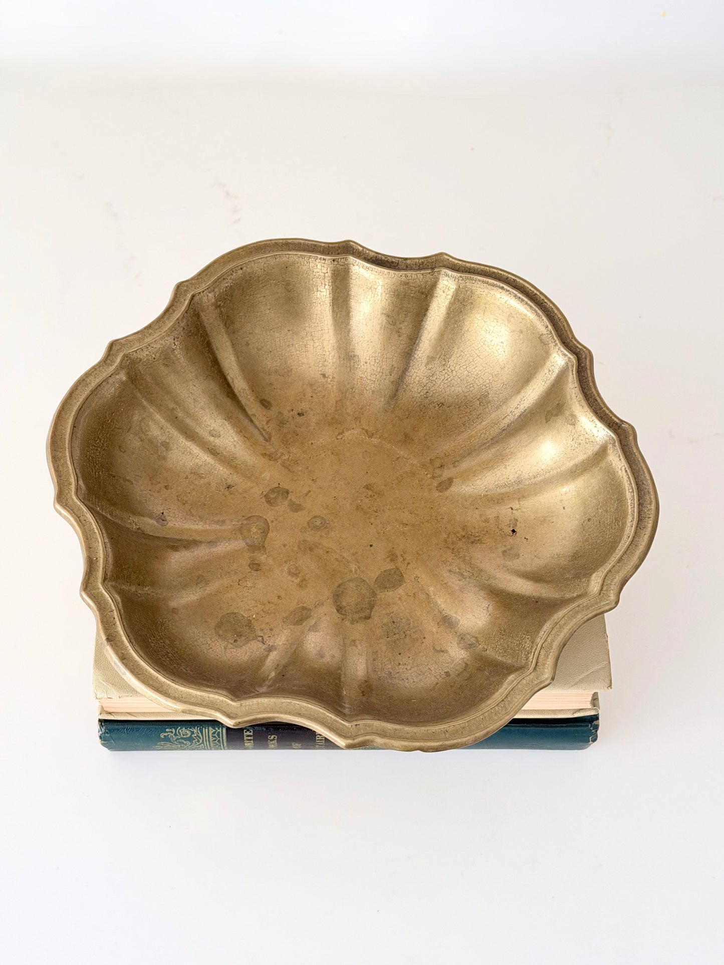 Vintage Brass Scalloped Bowl