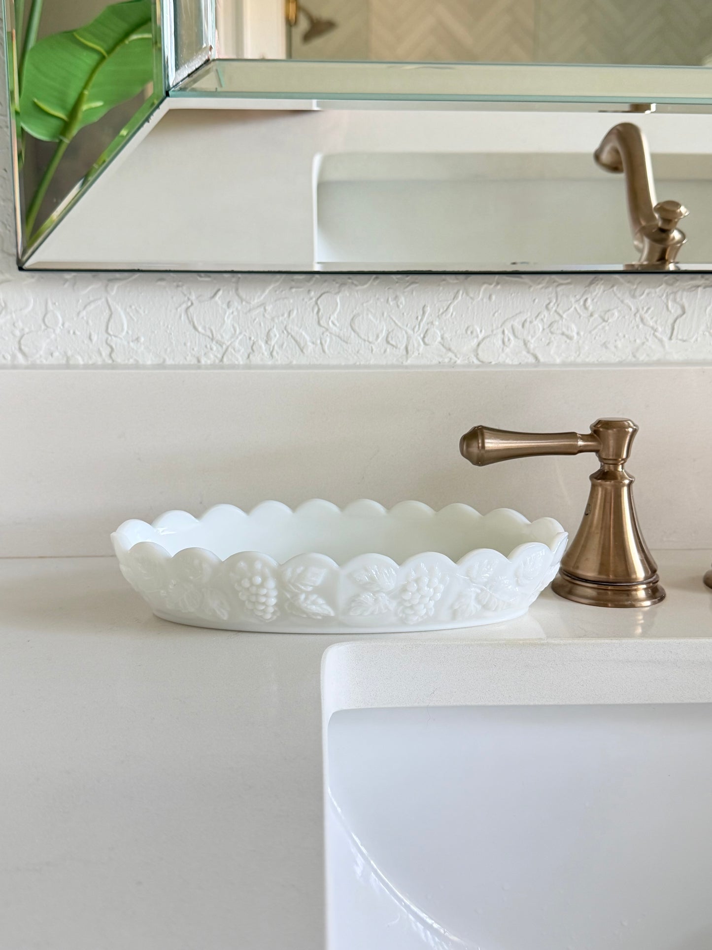 Vintage 8” Westmoreland Milk Glass Tray