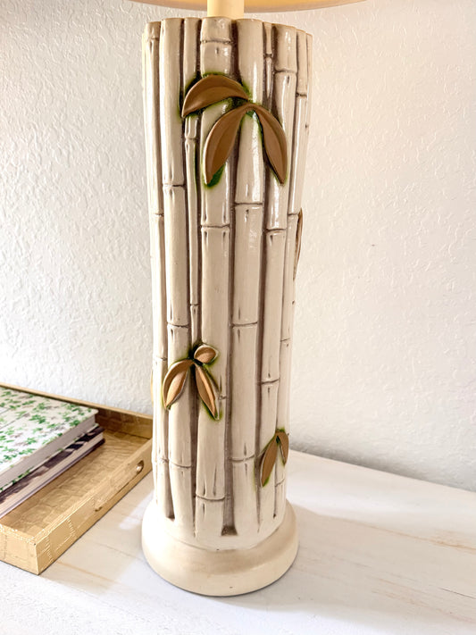 Pair of Large Vintage Ceramic Bamboo Lamps