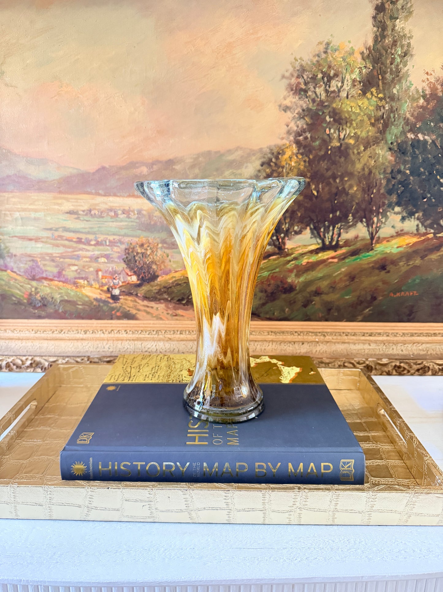 Vintage Pulled Glass Swirl Vase