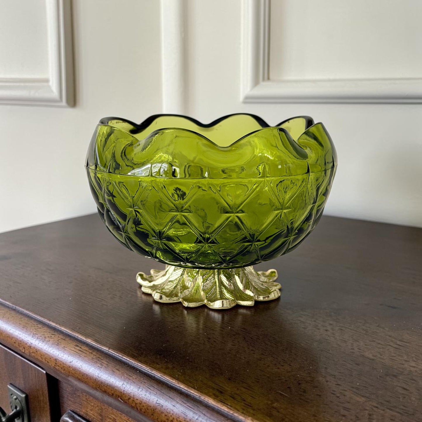 Indiana Ruffled Glass Footed Bowl