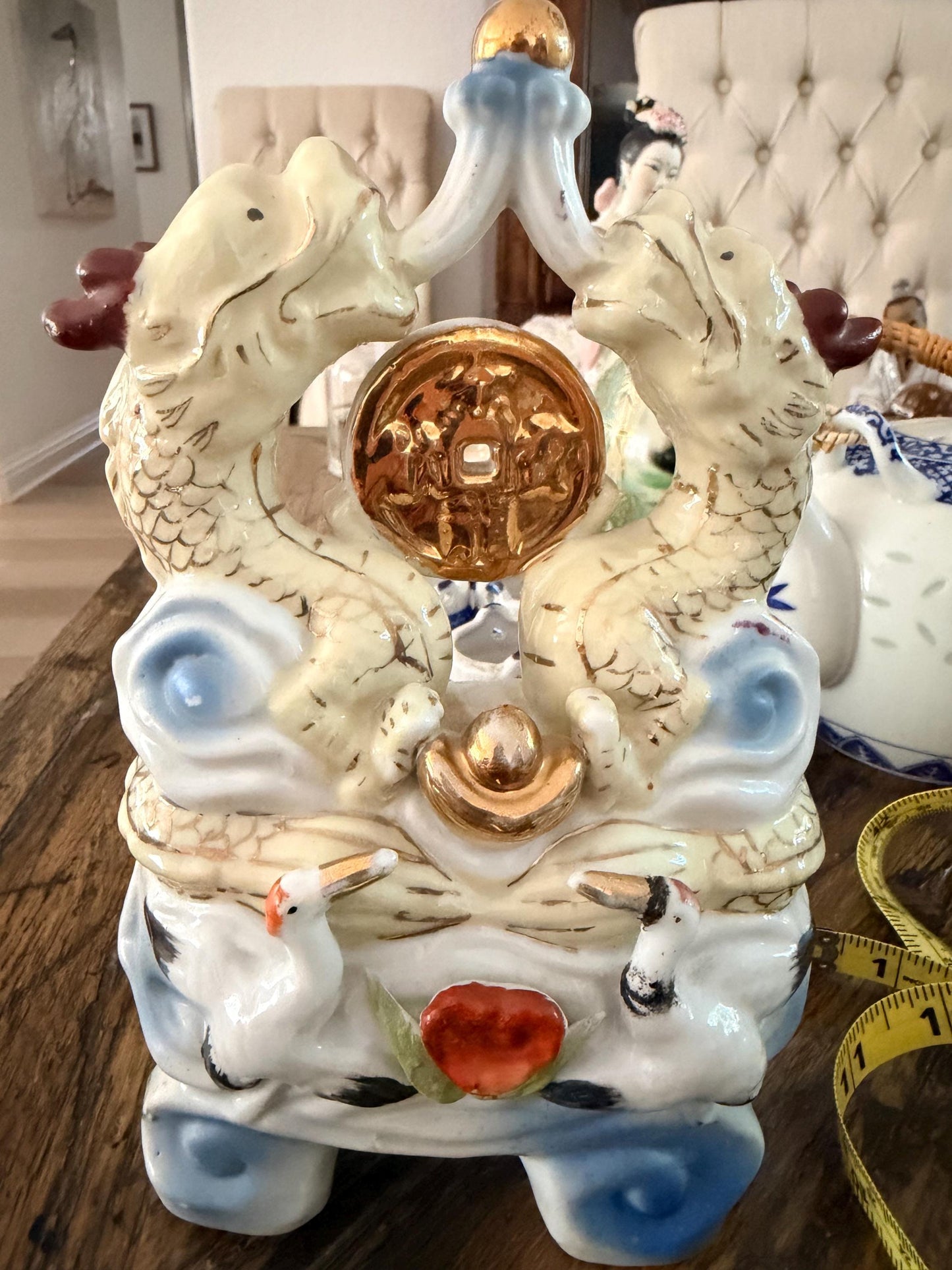 Vintage Chinese Porcelain Feng Shui Dragons