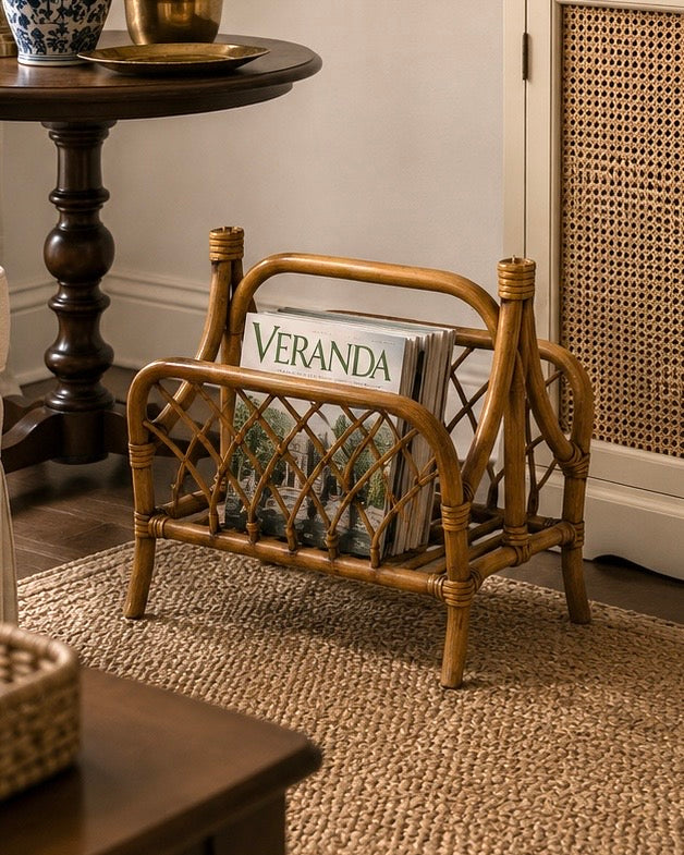 Vintage Rattan Bamboo Magazine Rack
