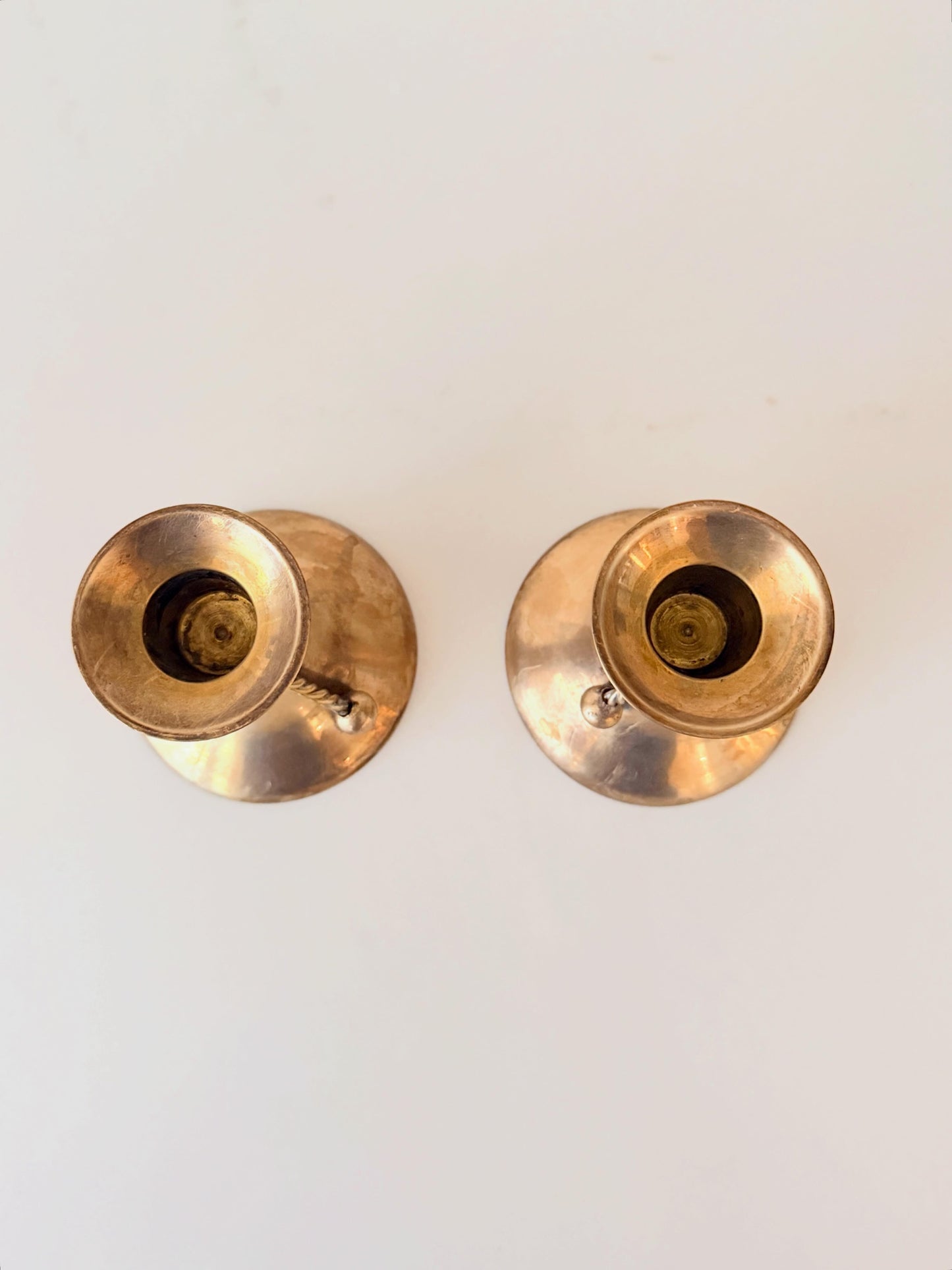 Pair of Brass Candlestick Holders with Tassels