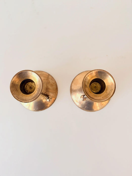 Pair of Brass Candlestick Holders with Tassels