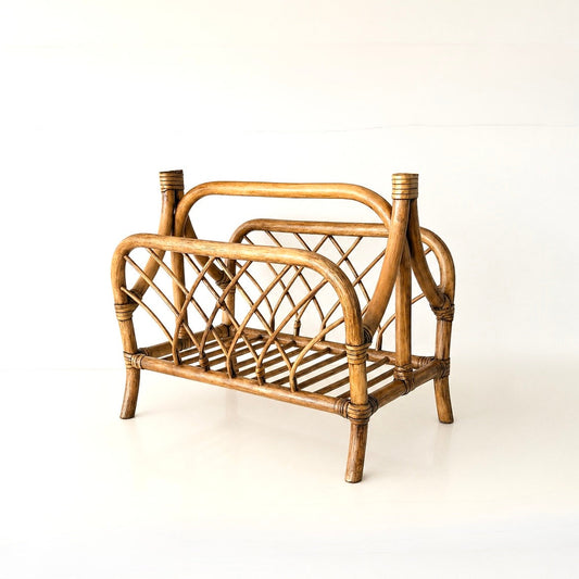Vintage Rattan Bamboo Magazine Rack