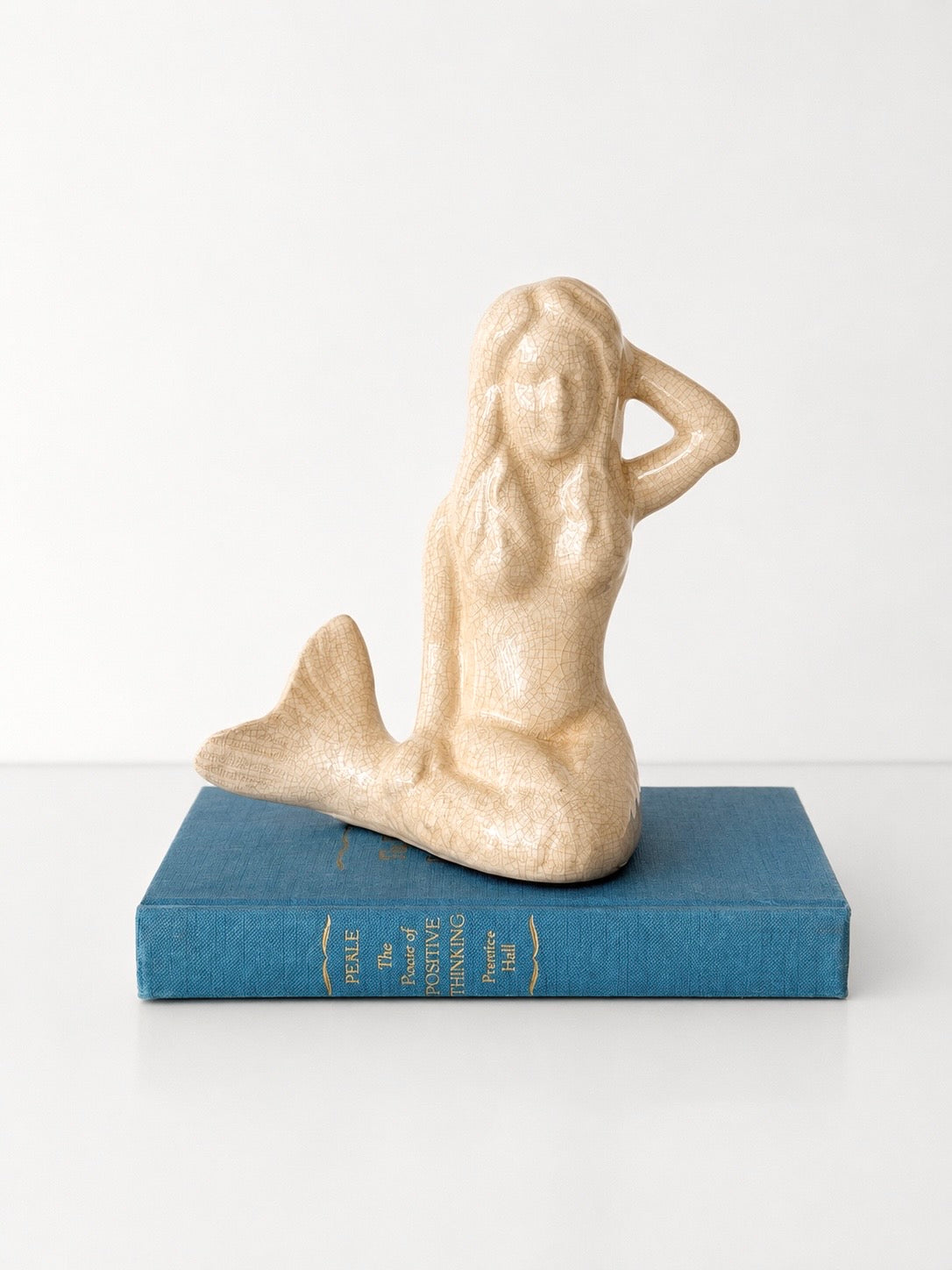 Vintage Ceramic Mermaid with Crackle Glaze