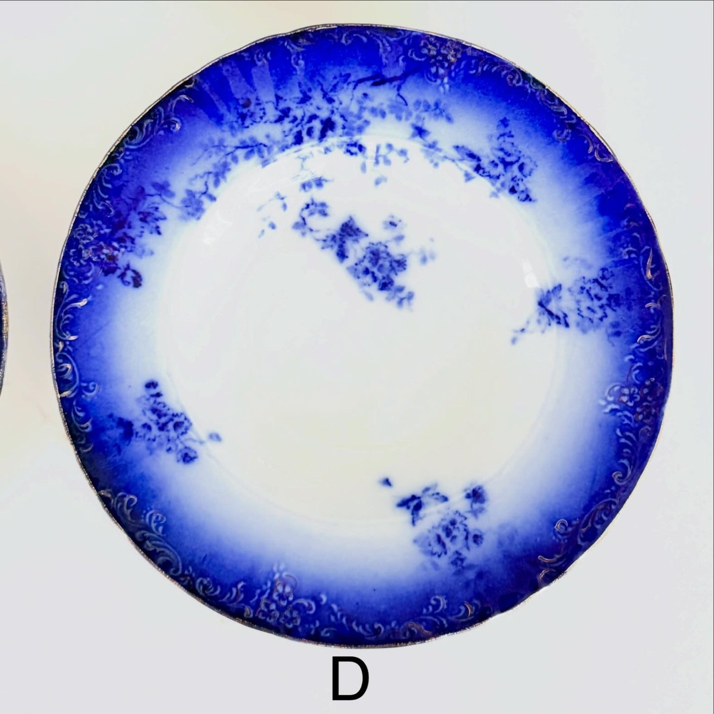 Antique La Belle Blue Flow Soup Plates