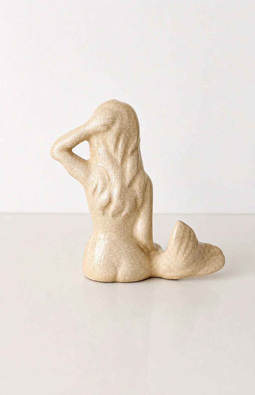Vintage Ceramic Mermaid with Crackle Glaze