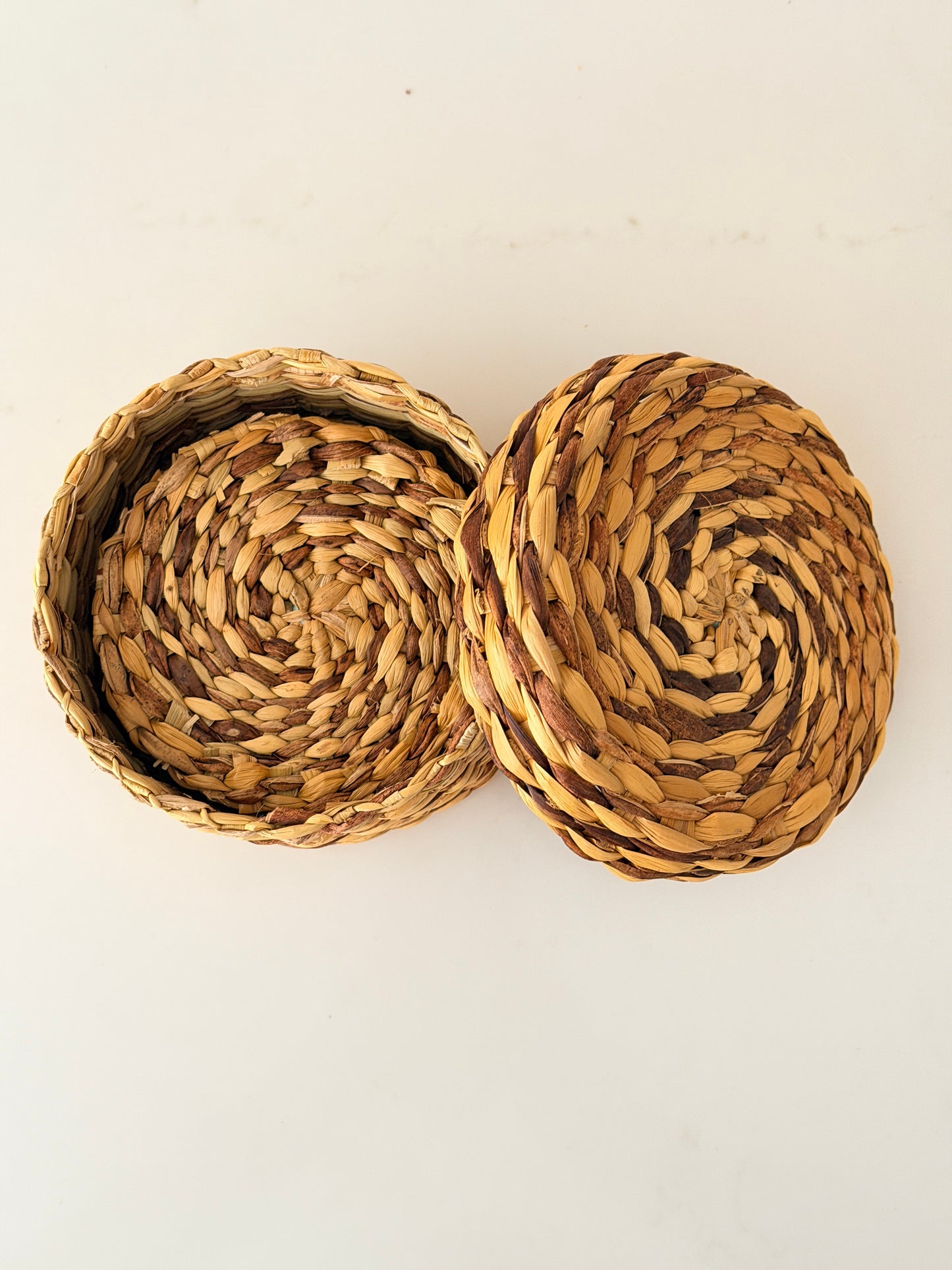 Vintage Handwoven Seagrass Coaster Set of 6