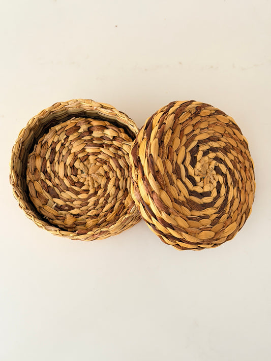 Vintage Handwoven Seagrass Coaster Set of 6