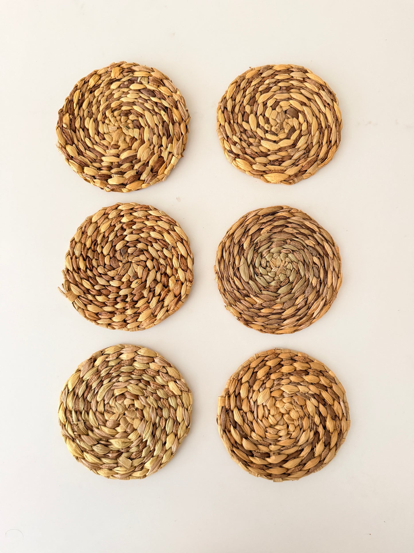 Vintage Handwoven Seagrass Coaster Set of 6
