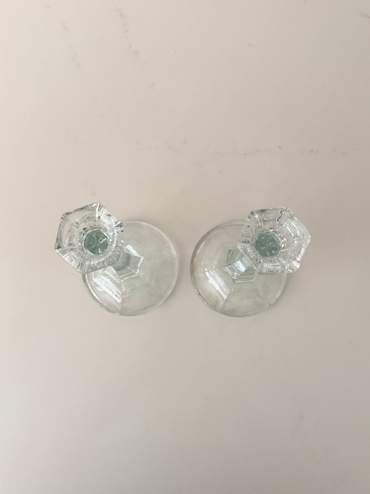Pair of Tall Vintage Glass Candlestick Holders