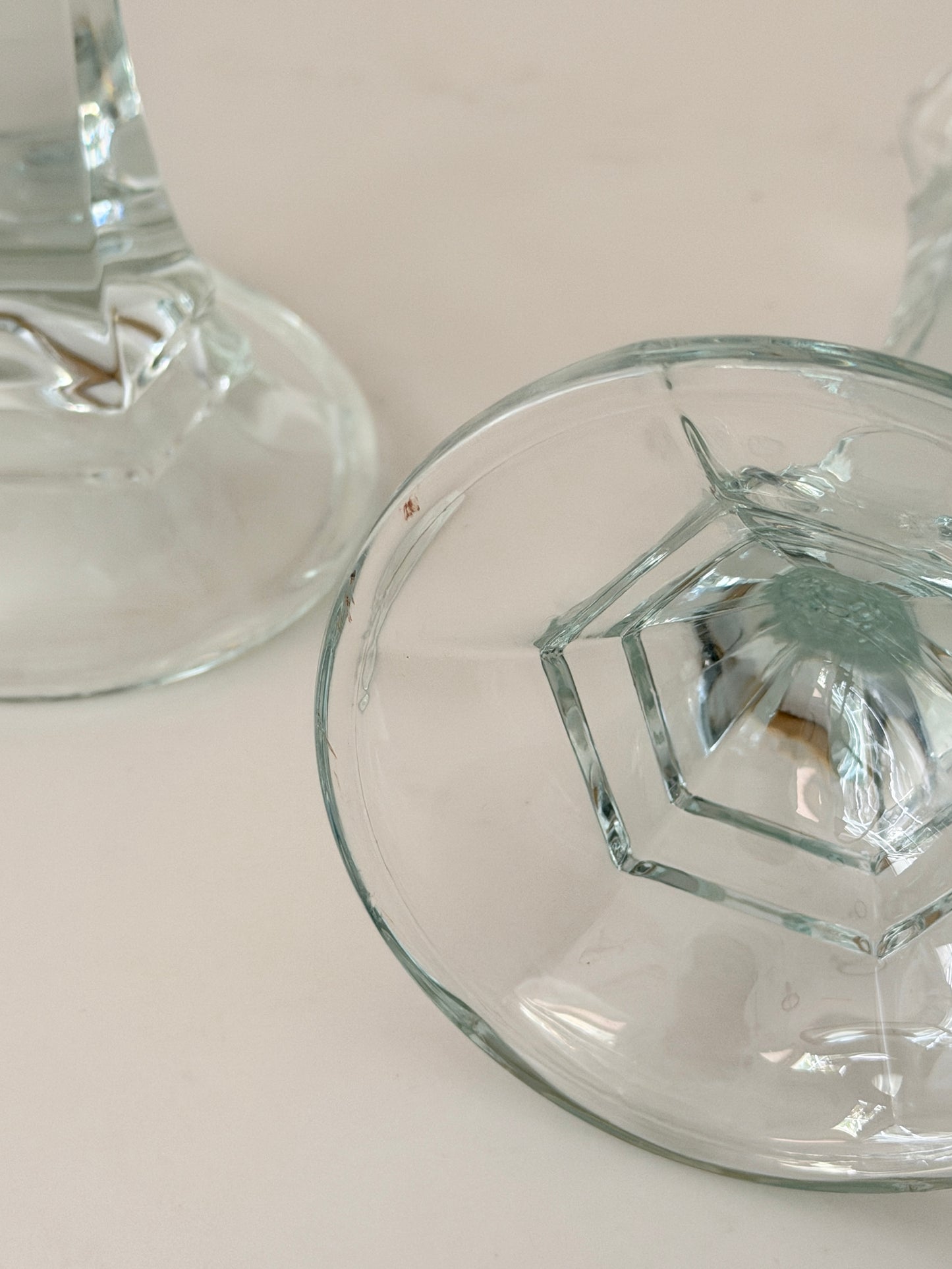 Pair of Tall Vintage Glass Candlestick Holders