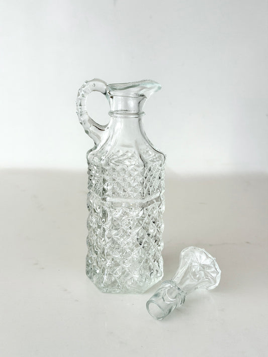 Vintage Anchor Hocking Pressed Glass Corked Cruet