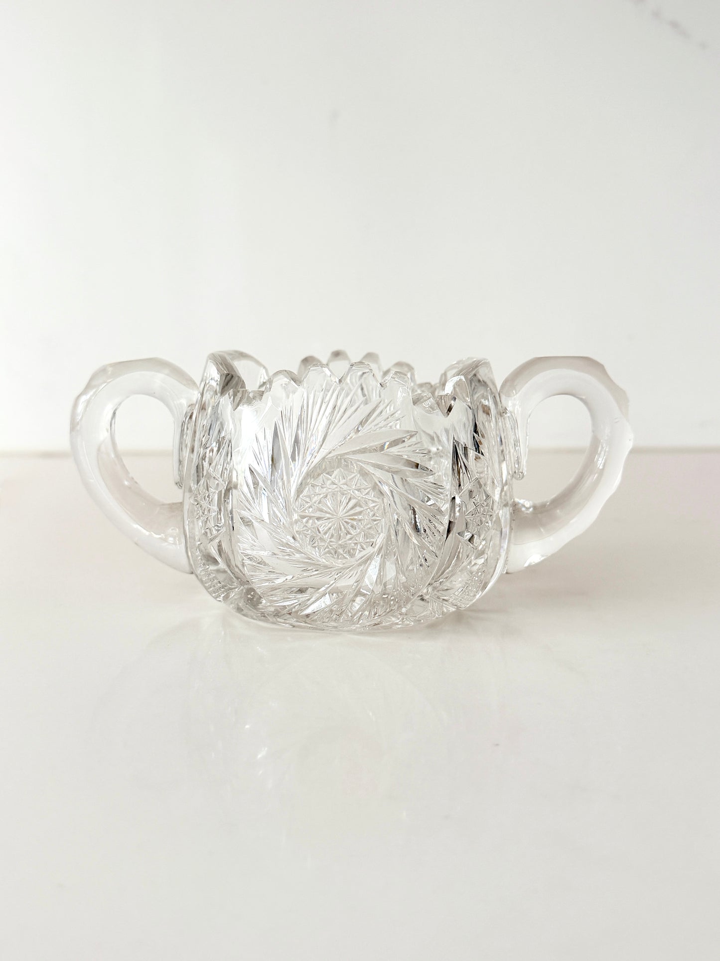 Antique Crystal Sugar Bowl and Creamer Set