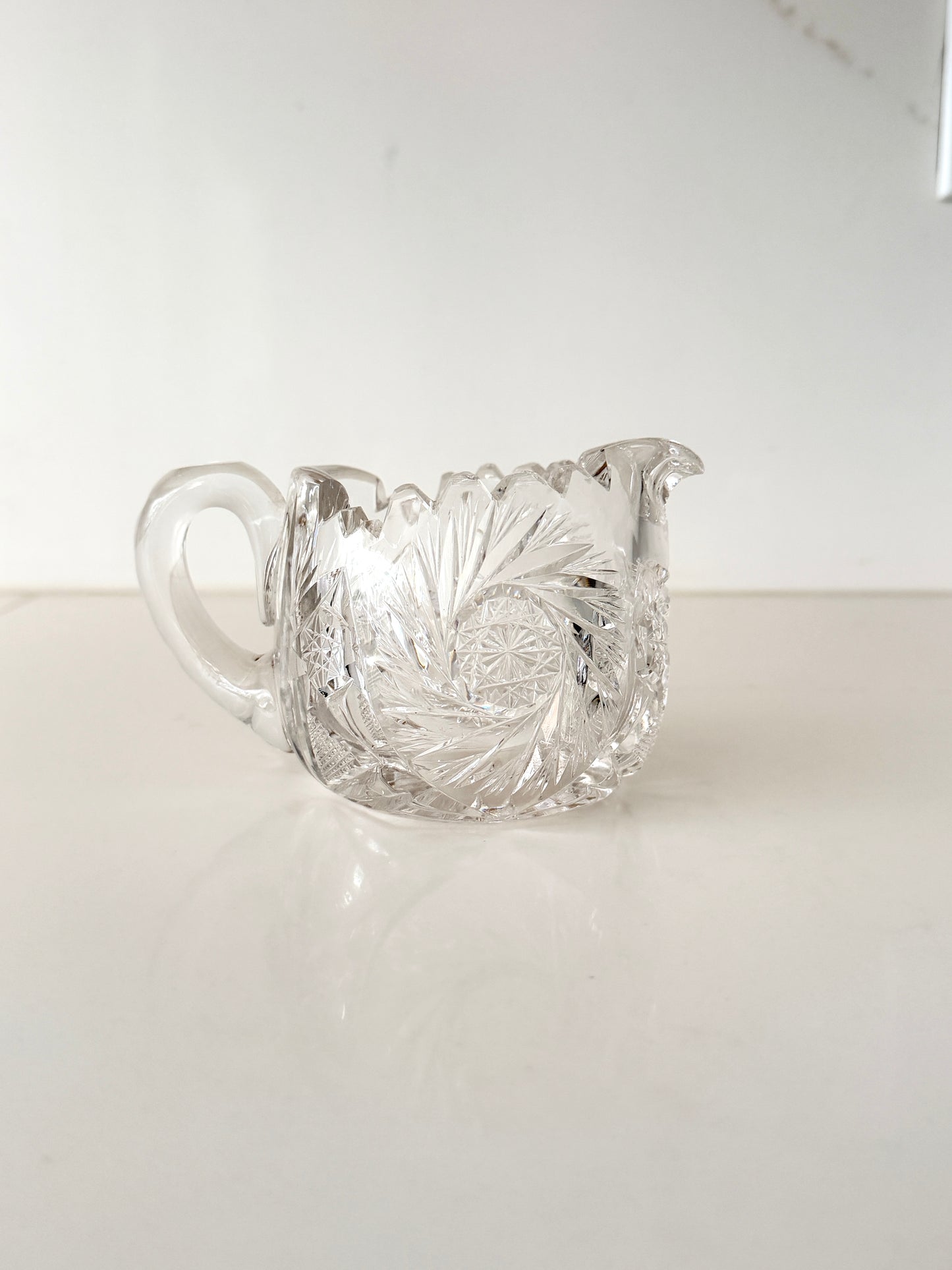 Antique Crystal Sugar Bowl and Creamer Set