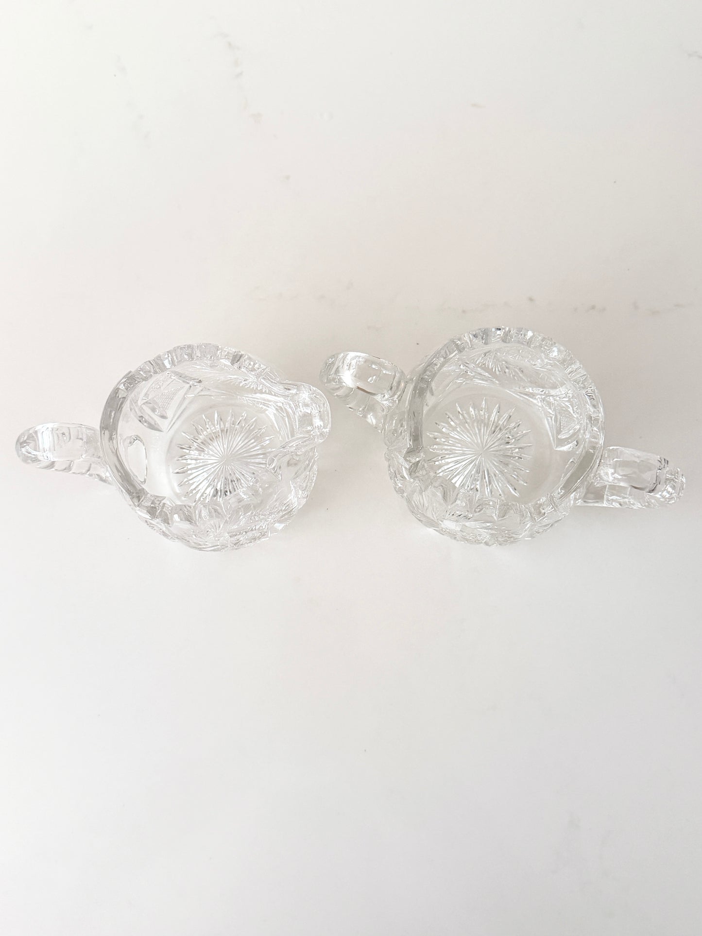 Antique Crystal Sugar Bowl and Creamer Set