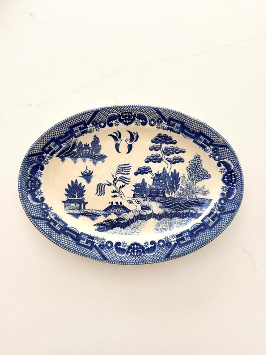 Vintage Blue Willow Serving Platter