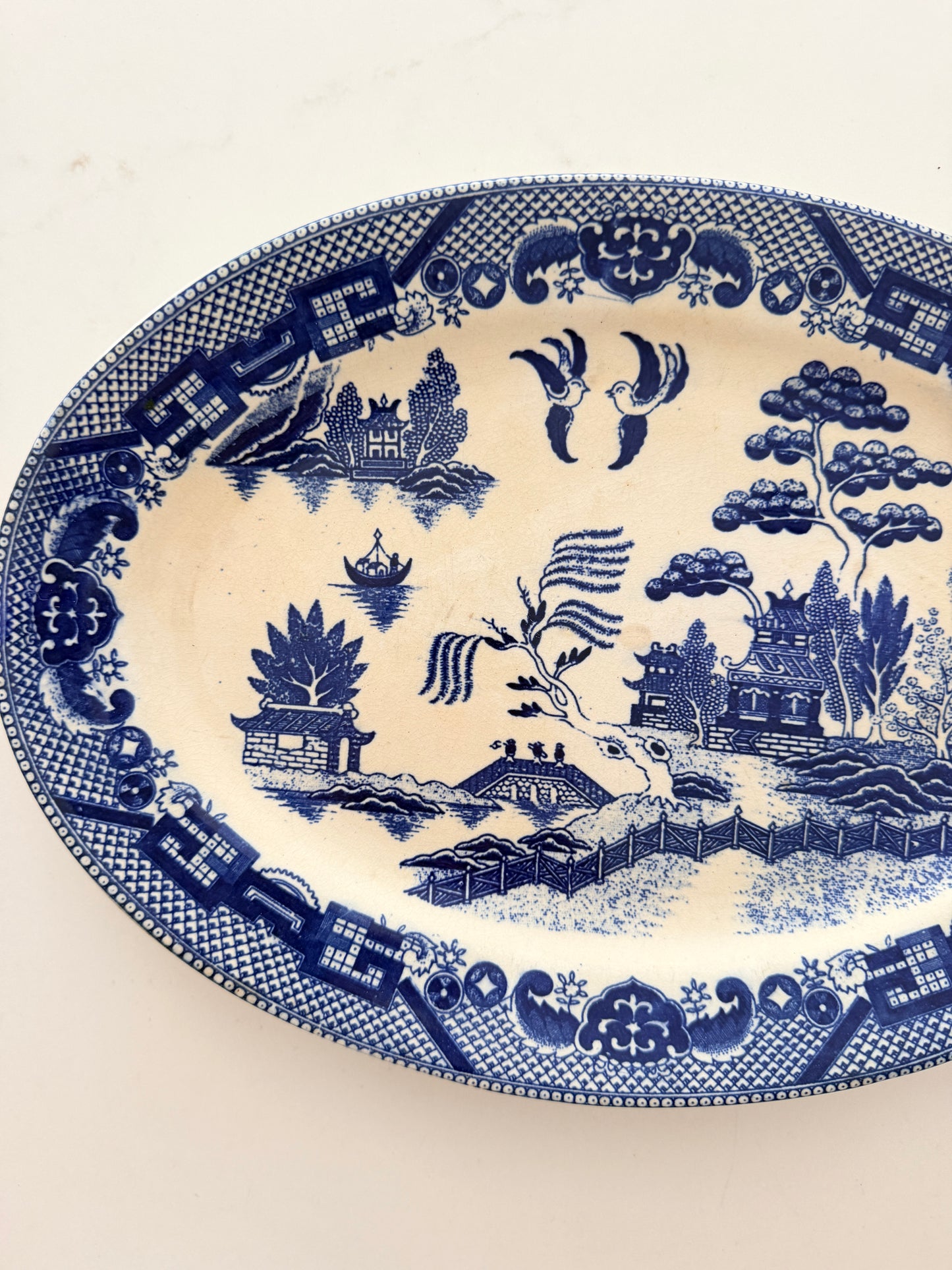Vintage Blue Willow Serving Platter