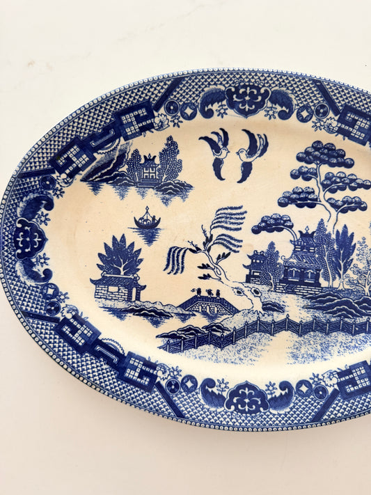 Vintage Blue Willow Serving Platter