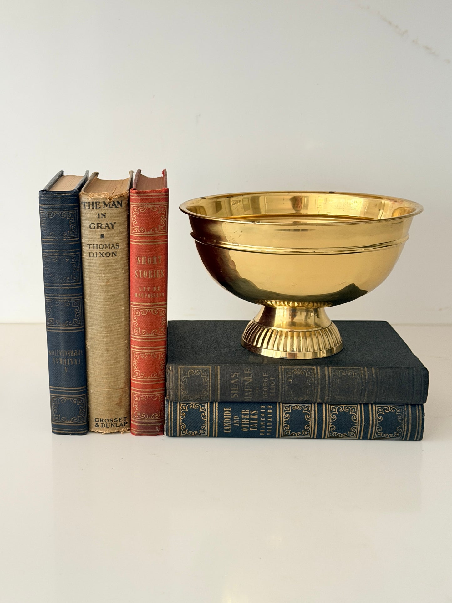 Vintage Hammered Pedestal Brass Bowl