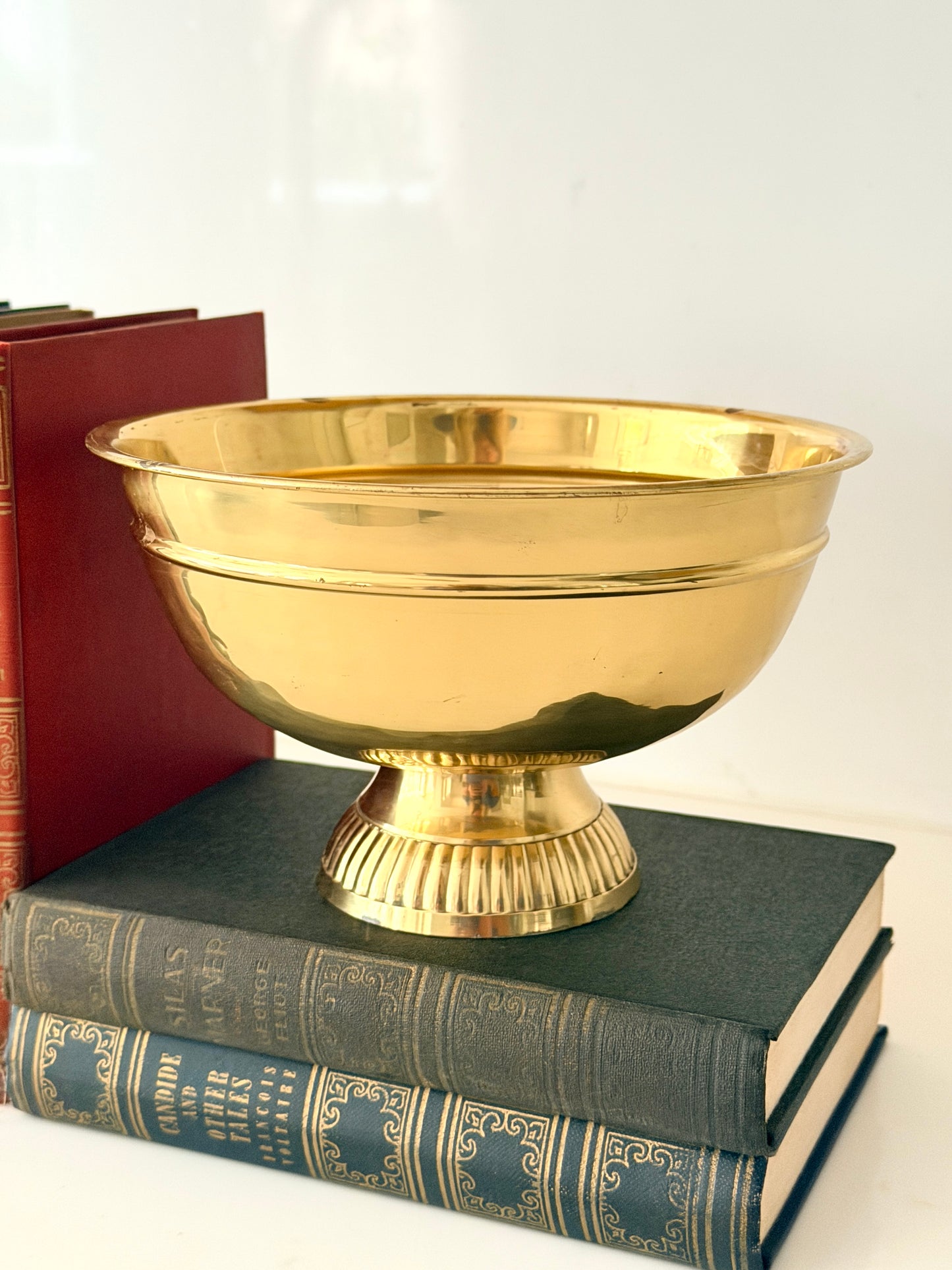 Vintage Hammered Pedestal Brass Bowl