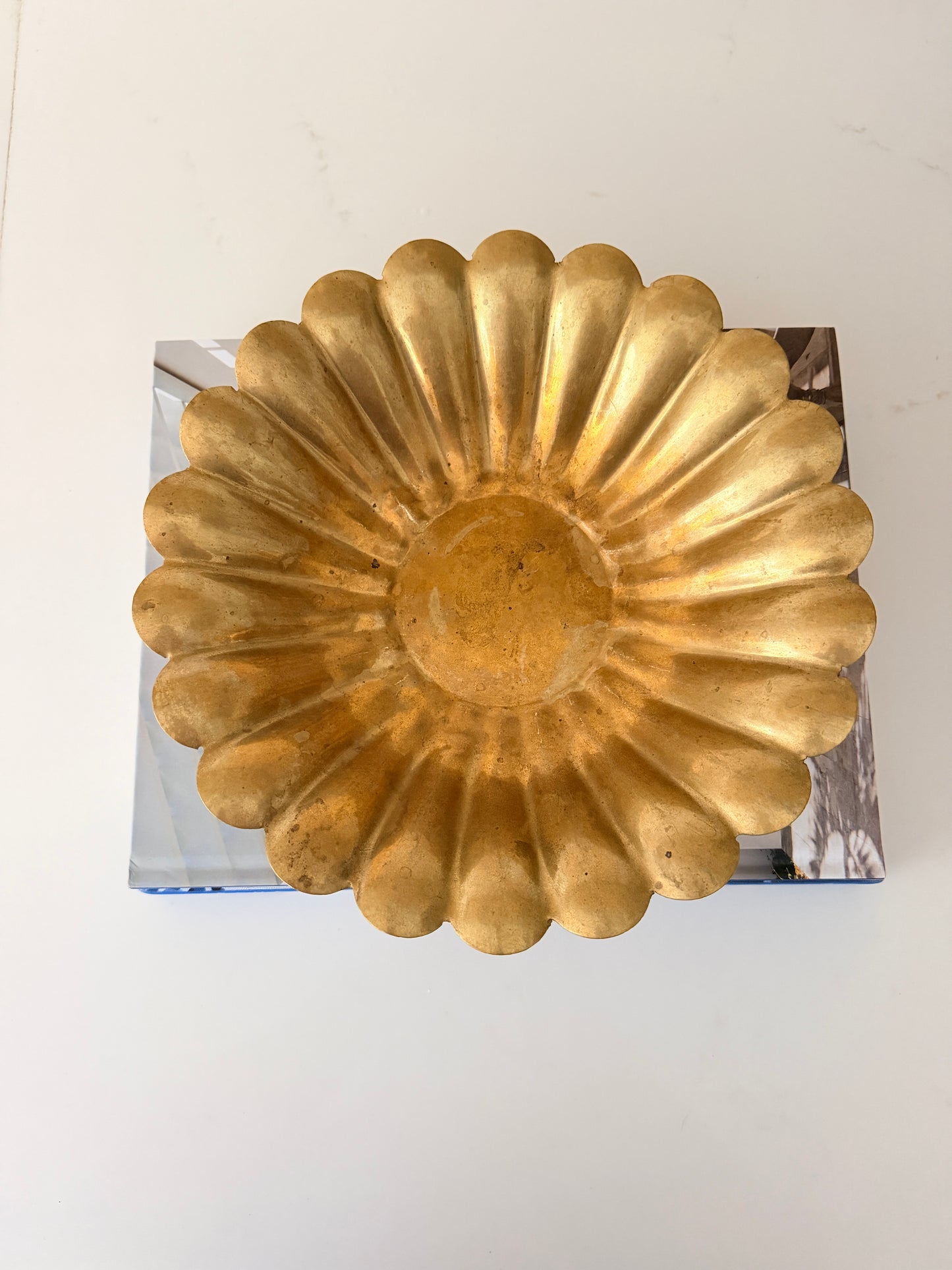 Vintage Brass Scalloped Bowl