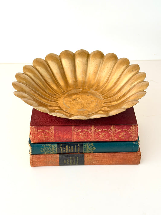 Vintage Brass Scalloped Bowl