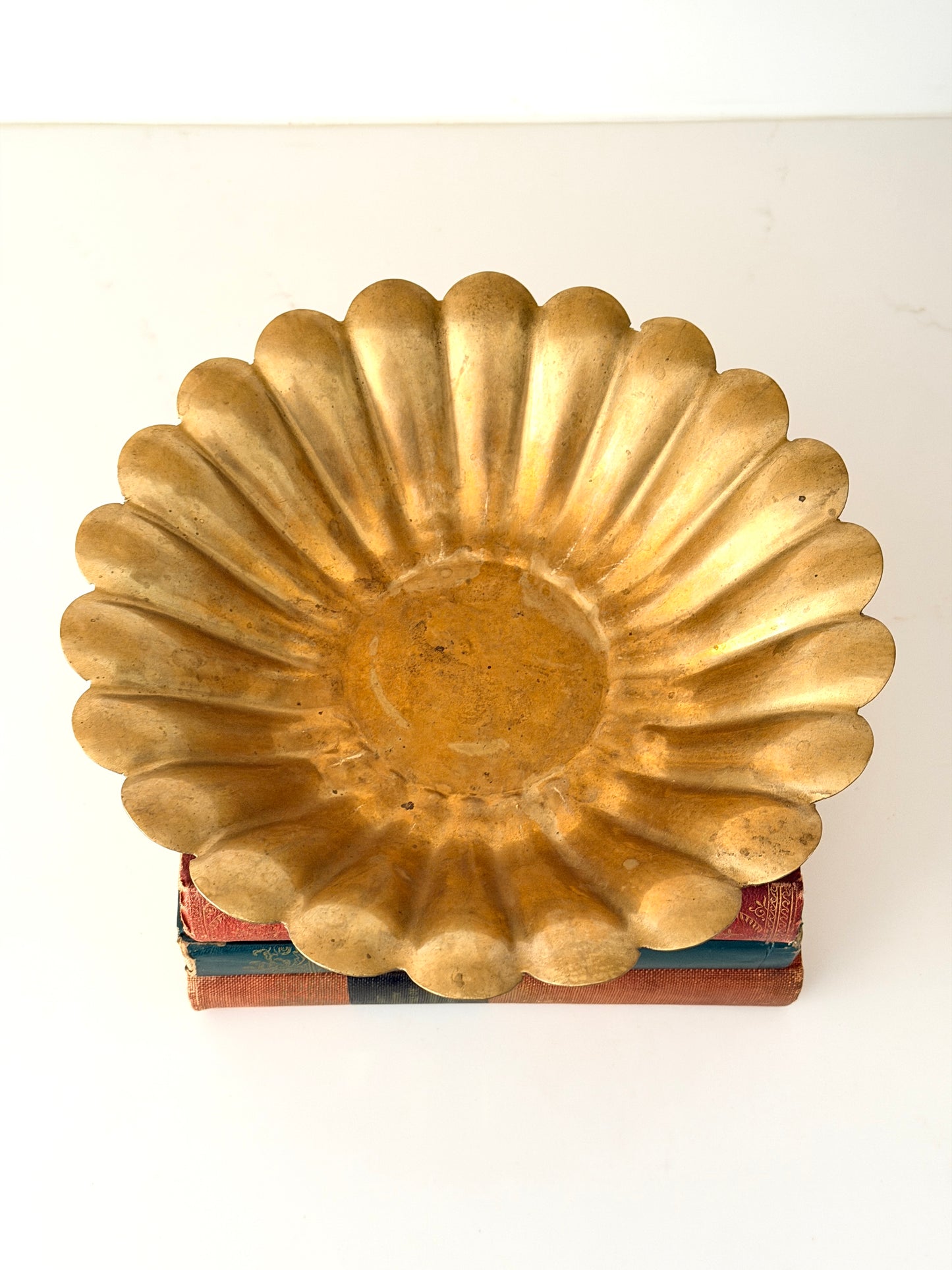 Vintage Brass Scalloped Bowl