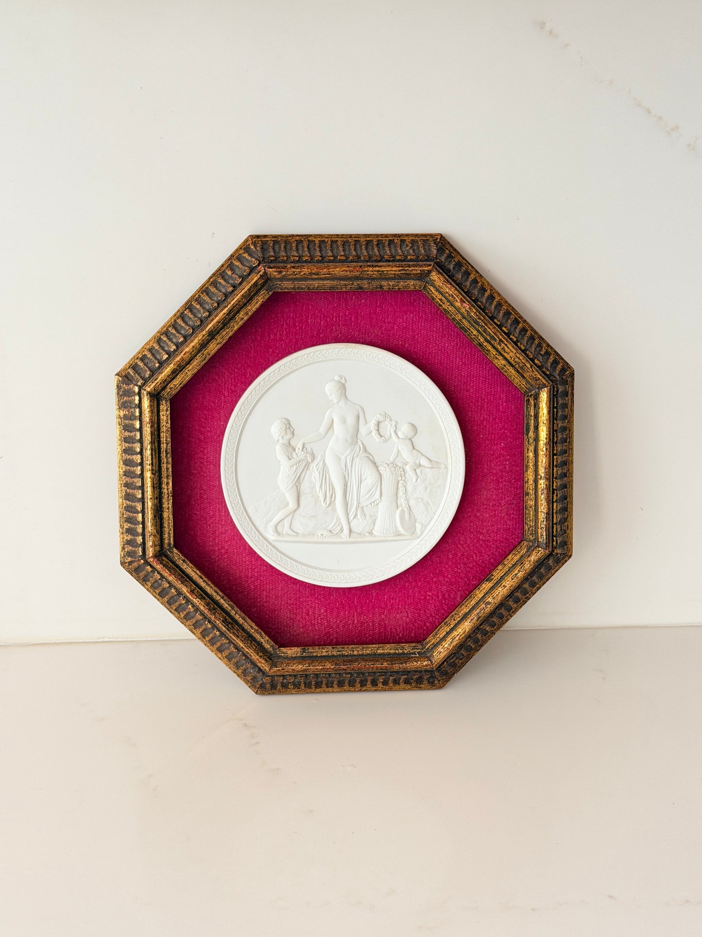 Antique Framed Royal Copenhagen Bisque Porcelain Relief