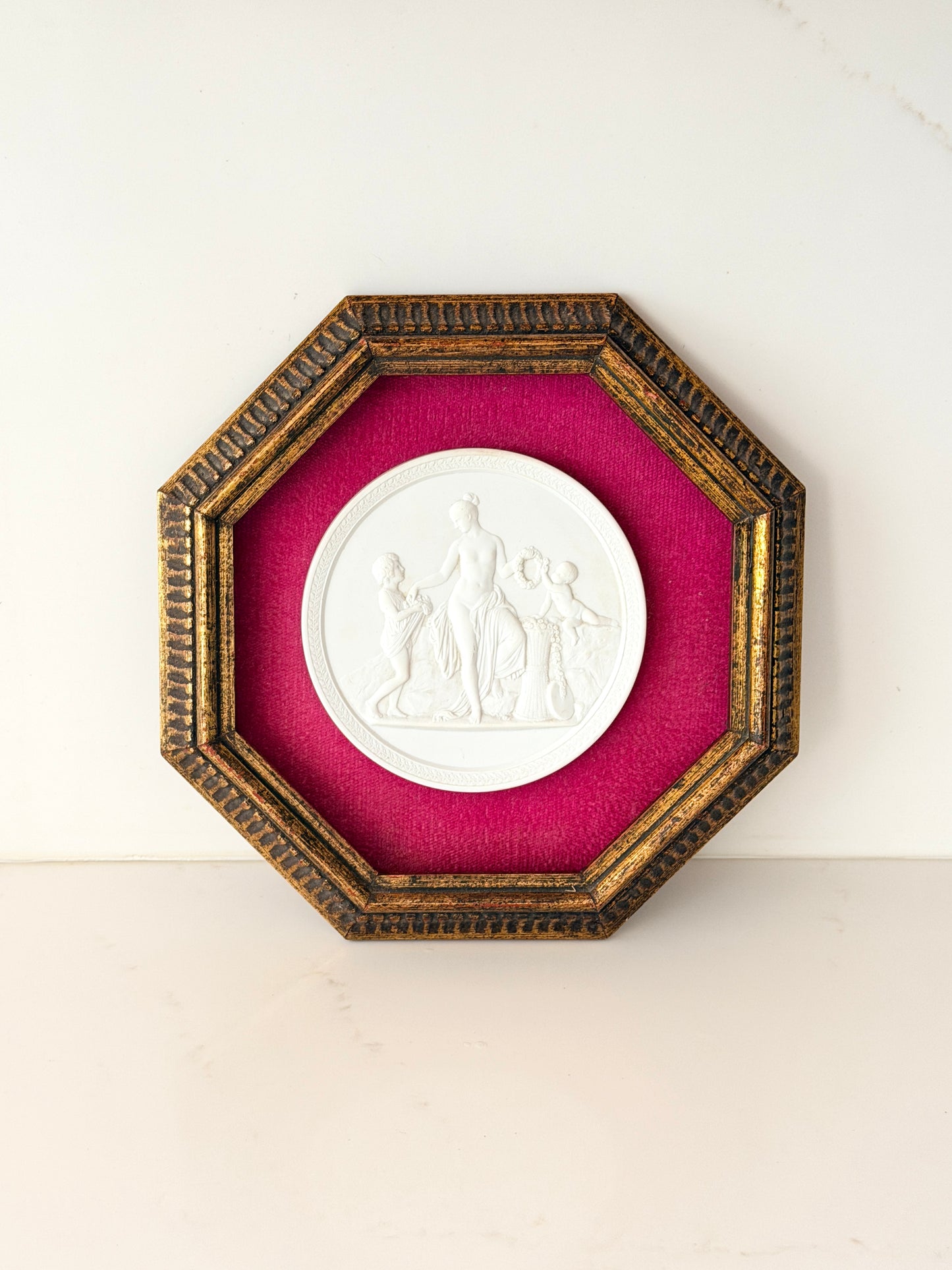 Antique Framed Royal Copenhagen Bisque Porcelain Relief