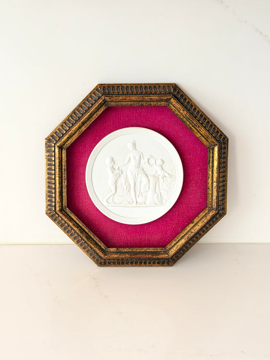 Antique Framed Royal Copenhagen Bisque Porcelain Relief