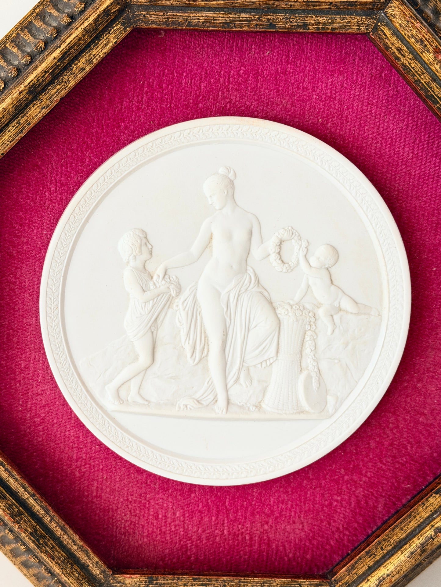 Antique Framed Royal Copenhagen Bisque Porcelain Relief