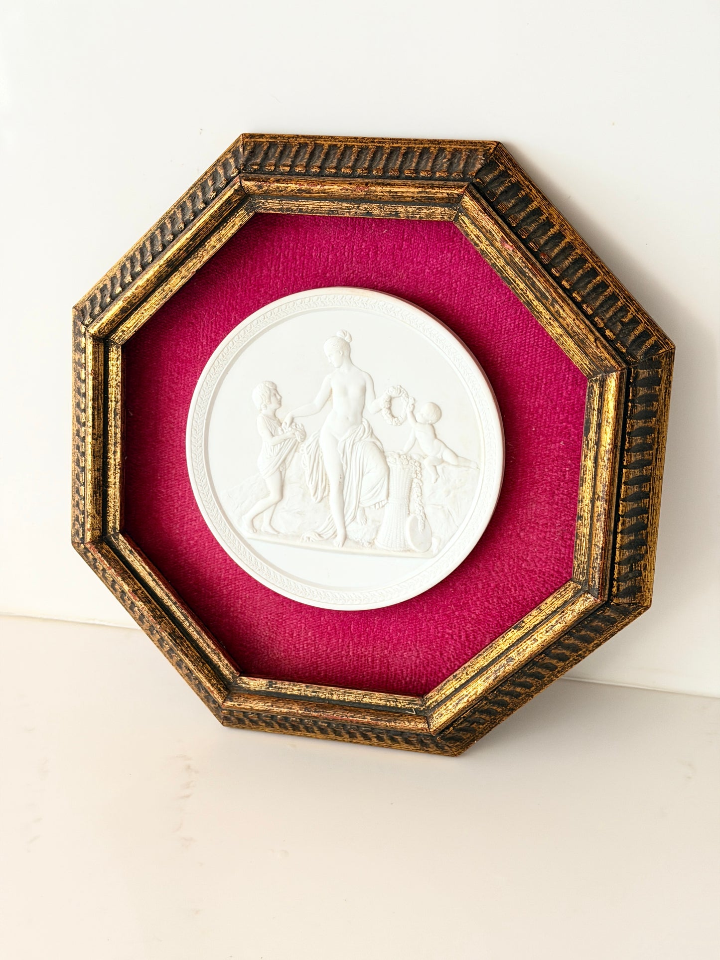 Antique Framed Royal Copenhagen Bisque Porcelain Relief