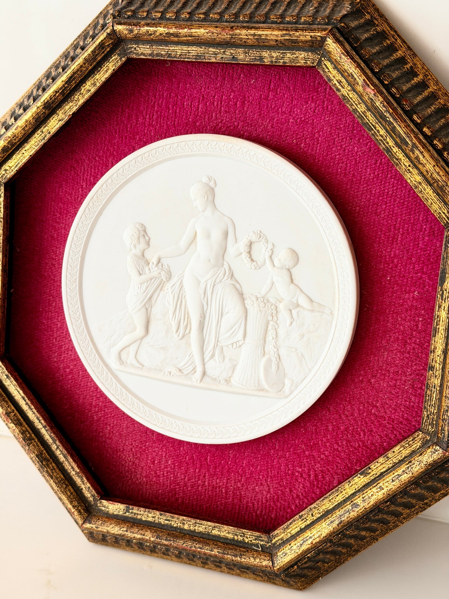 Antique Framed Royal Copenhagen Bisque Porcelain Relief
