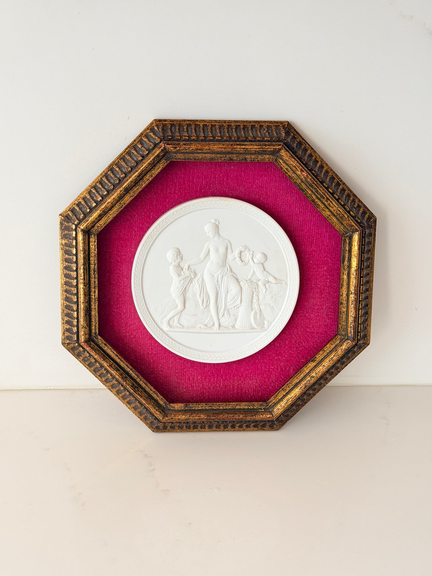 Antique Framed Royal Copenhagen Bisque Porcelain Relief