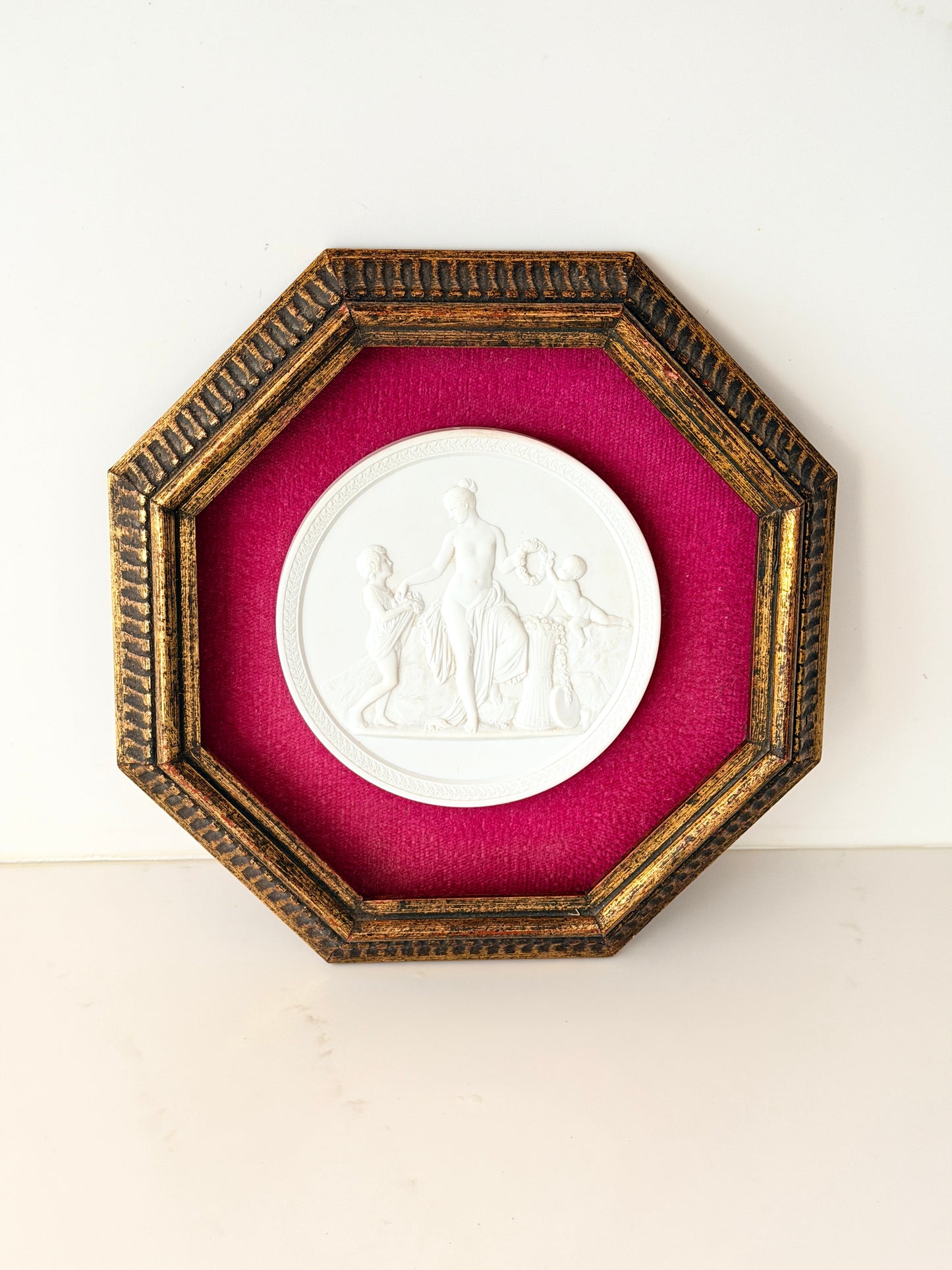 Antique Framed Royal Copenhagen Bisque Porcelain Relief