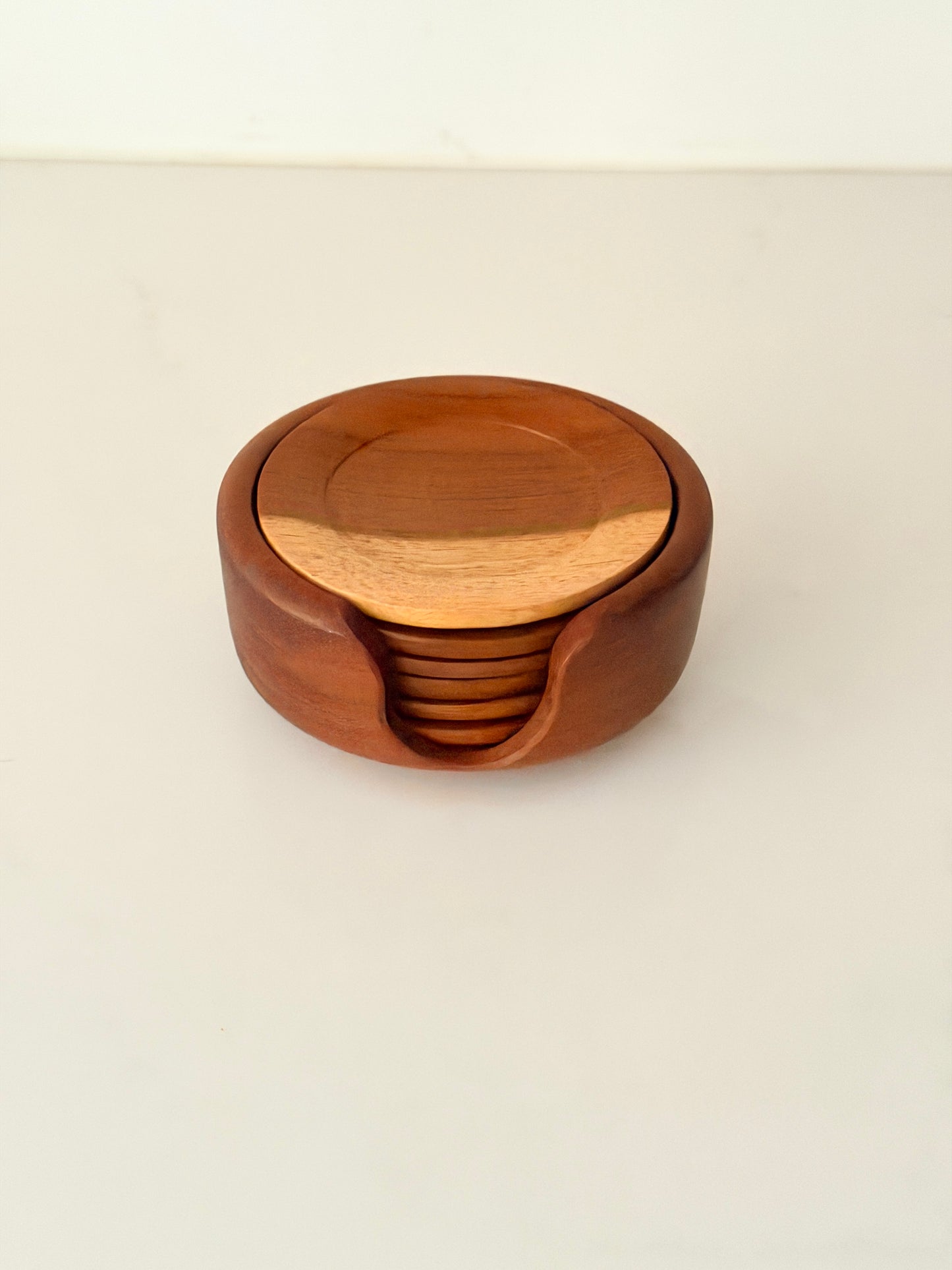 Vintage Set of 6 Teak Coasters