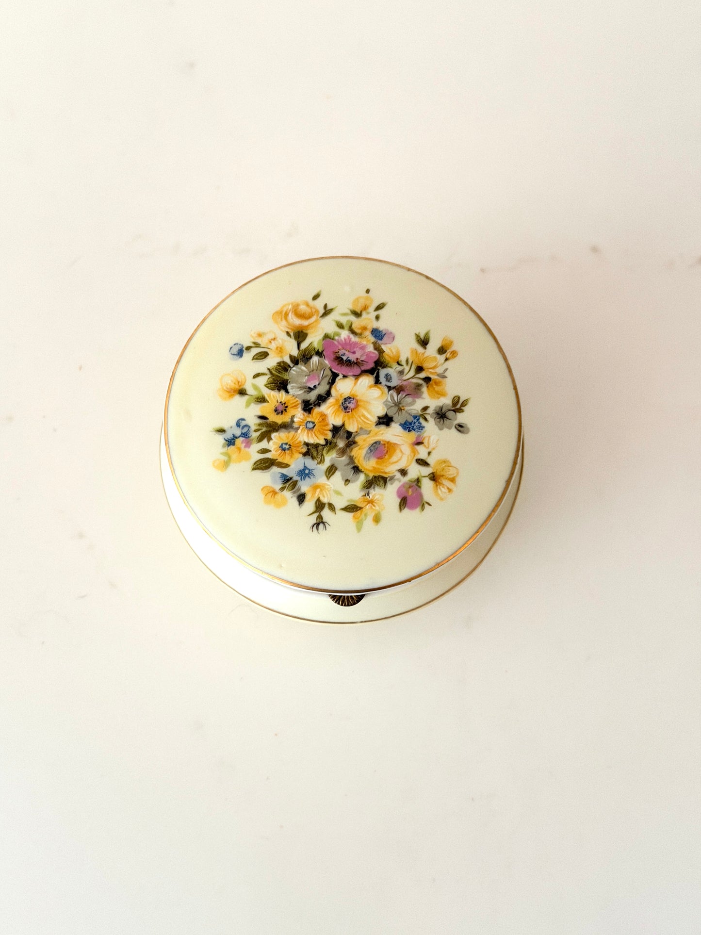 Vintage Porcelain Footed Jewelry Box