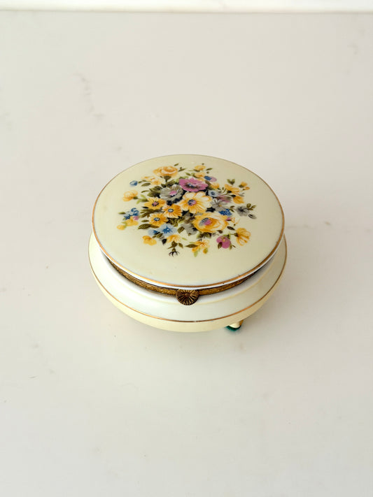 Vintage Andrea by Sadek Porcelain Footed Jewelry Box