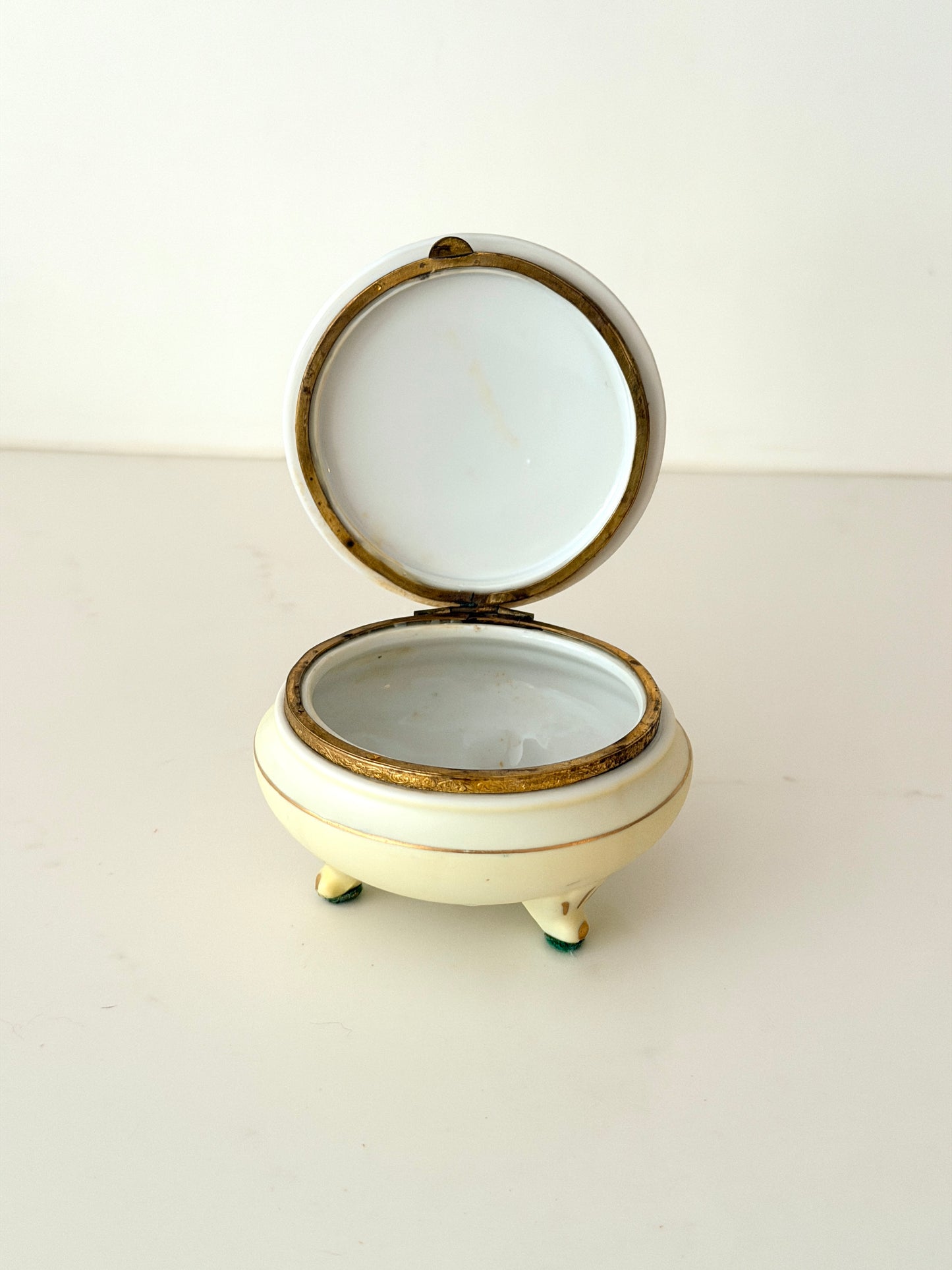 Vintage Porcelain Footed Jewelry Box