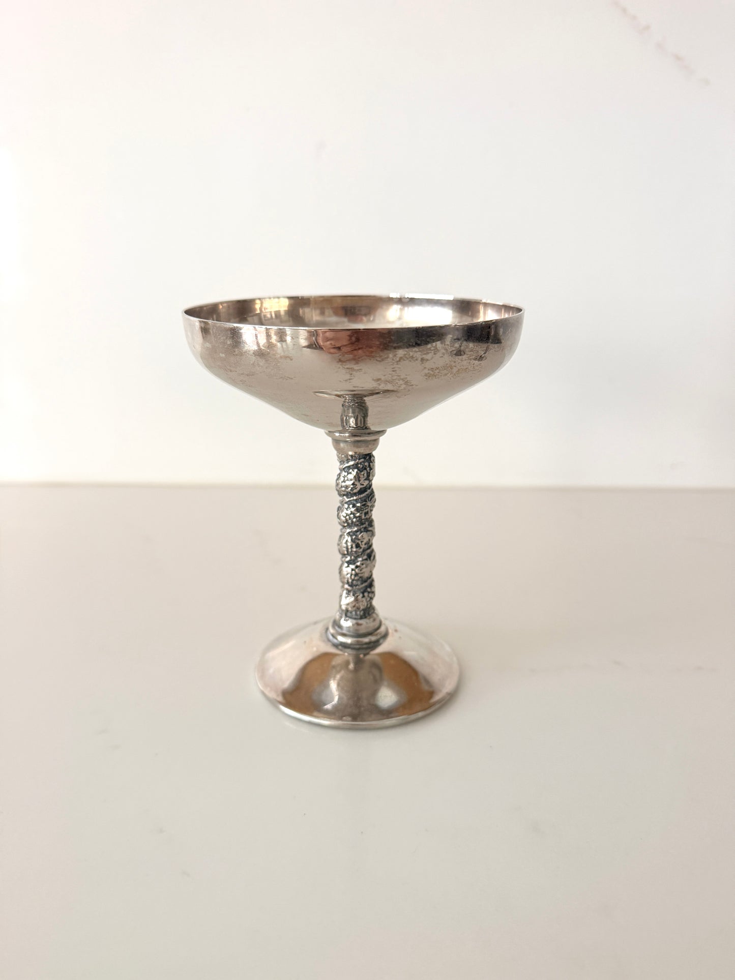 Vintage Spanish Silver Plated Coup Glasses