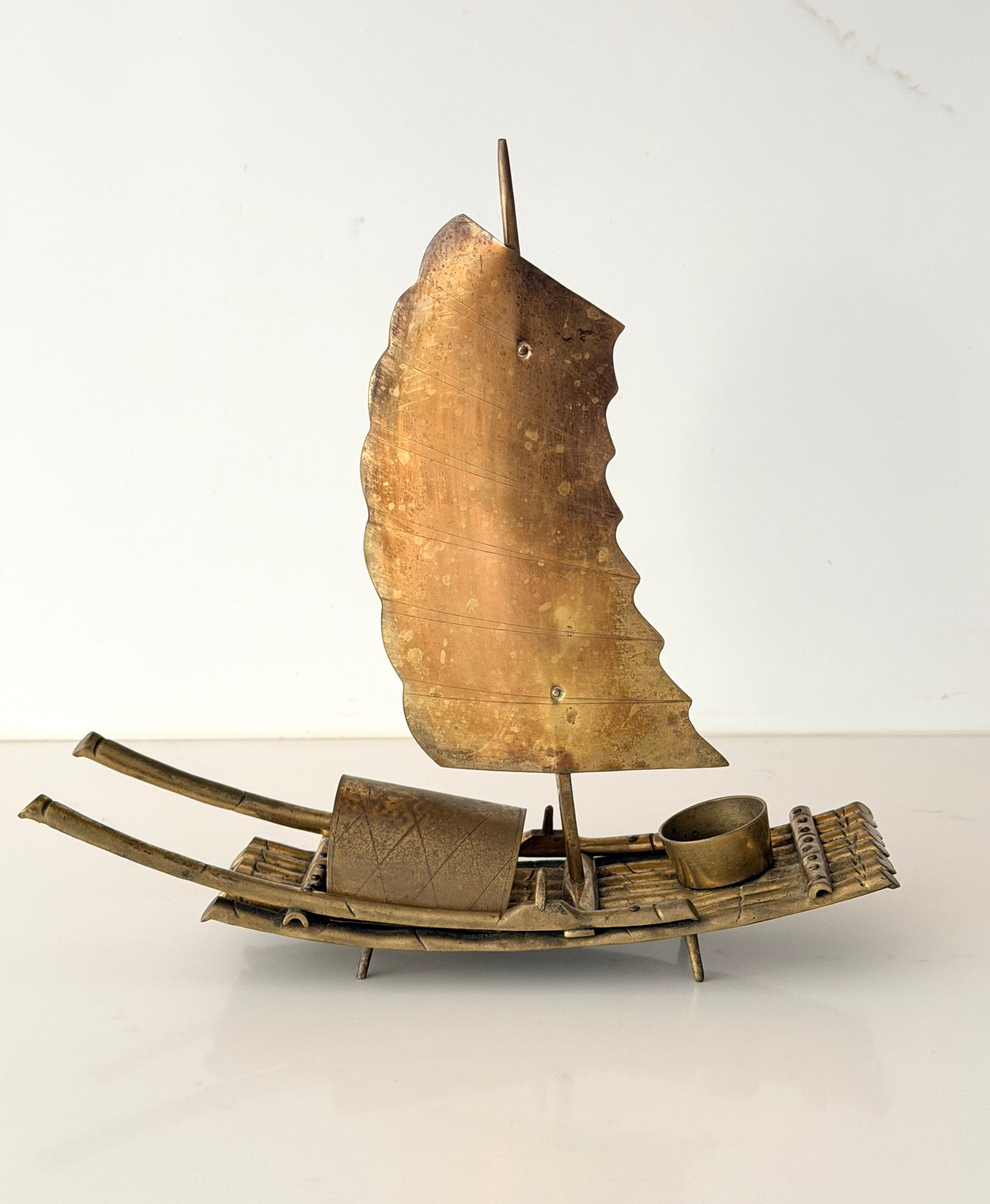 Vintage Brass Chinese Sailboat