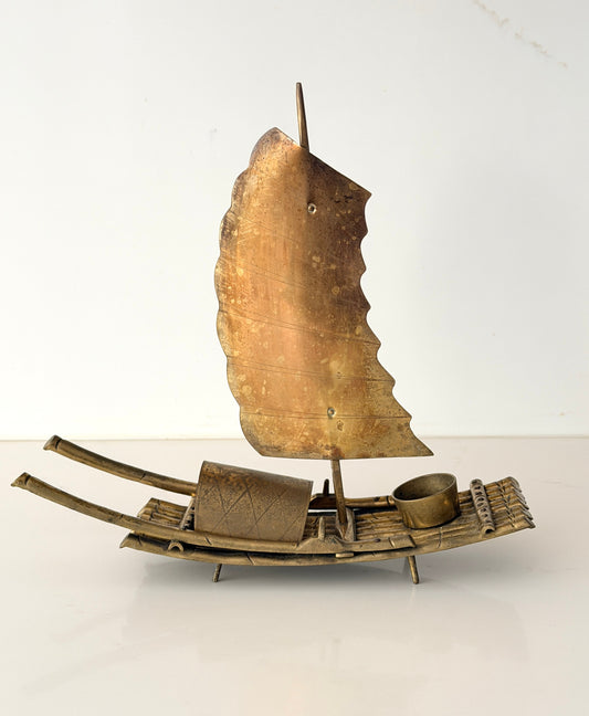 Vintage Brass Chinese Sailboat